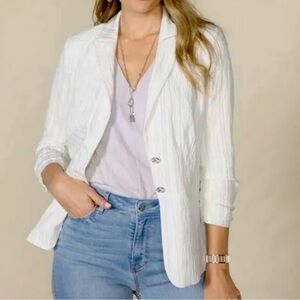 Matilda Jane Good Hart GH Myrtle Beach Striped White Gauzy Large Blazer